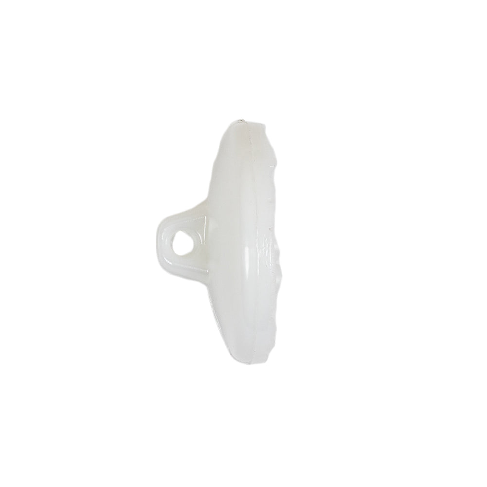 Italian White Concave Floral Molded Shank Back Plastic Button - 36L/23mm Folded