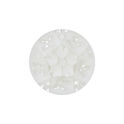 Italian White Concave Floral Molded Shank Back Plastic Button - 36L/23mm