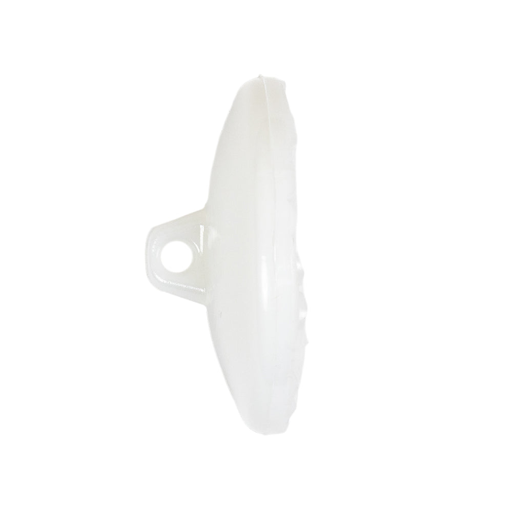 Italian White Concave Floral Molded Shank Back Plastic Button - 44L/28mm Folded