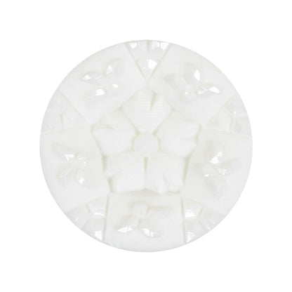 Italian White Concave Floral Molded Shank Back Plastic Button - 44L/28mm