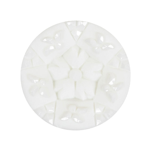 Italian White Concave Floral Molded Shank Back Plastic Button - 44L/28mm