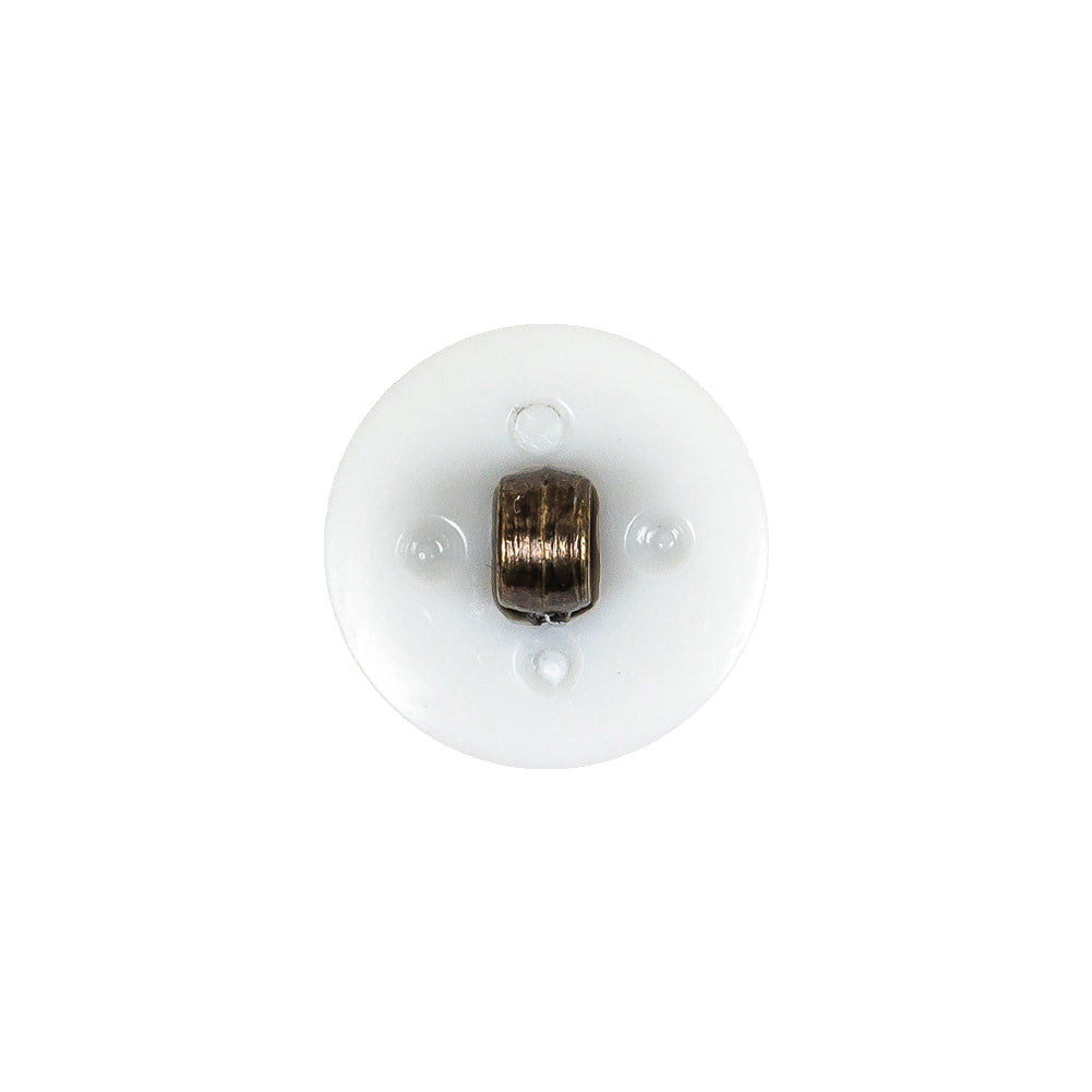 Italian White and Antique Bronze Plus Sign Plastic Shank Back Button - 25L/16mm Detail