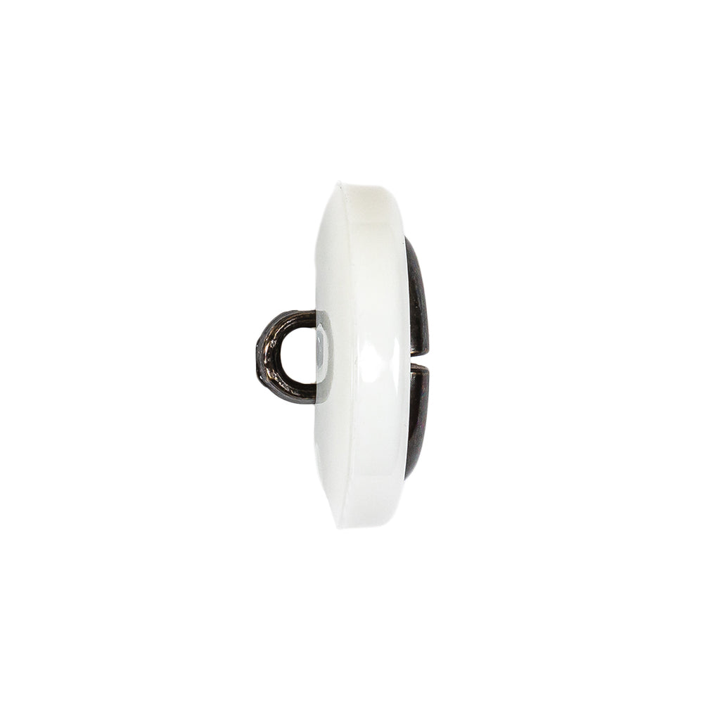 Italian White and Antique Bronze Plus Sign Plastic Shank Back Button - 36L/23mm Folded