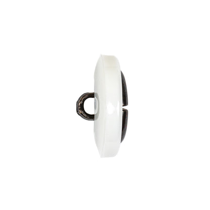Italian White and Antique Bronze Plus Sign Plastic Shank Back Button - 36L/23mm Folded