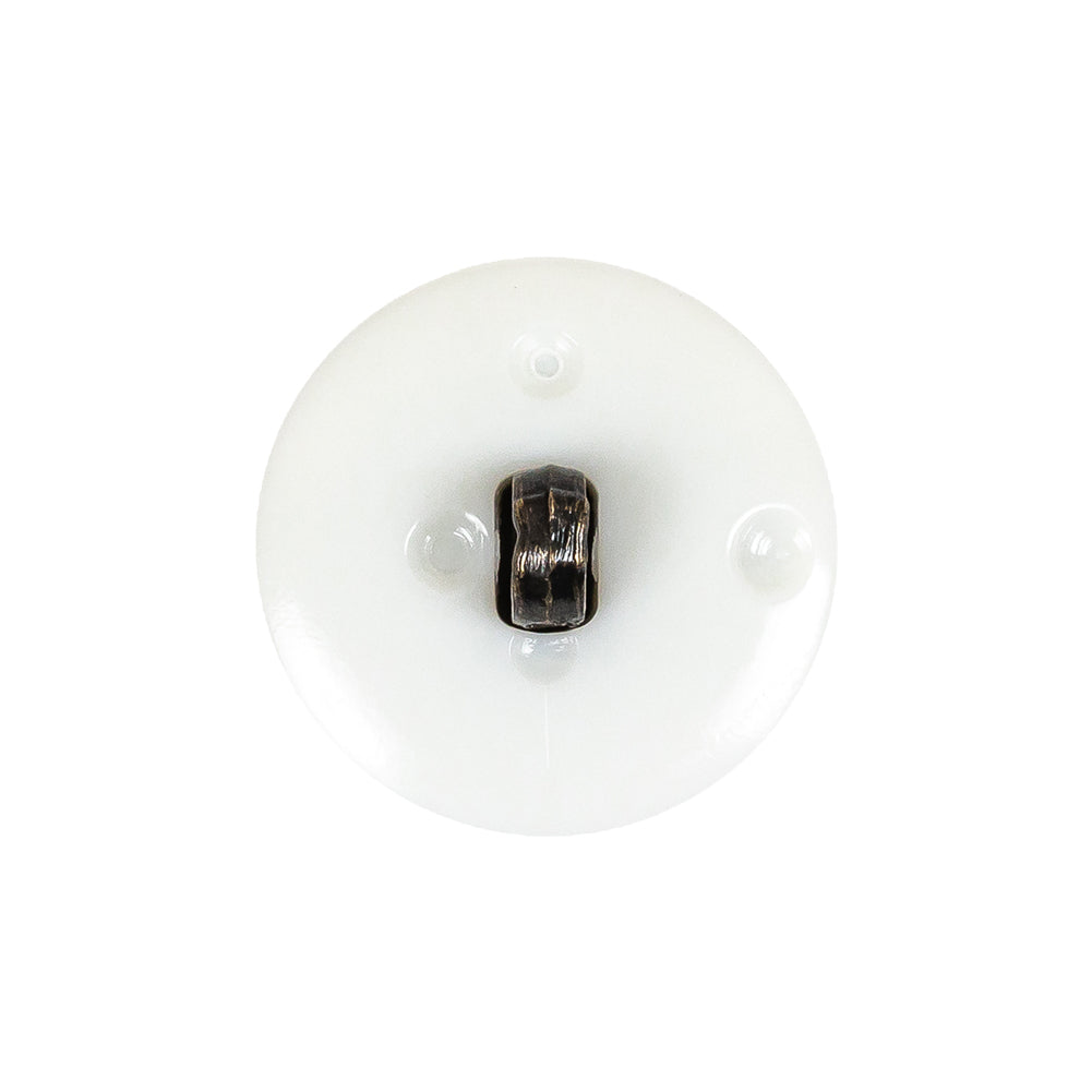 Italian White and Antique Bronze Plus Sign Plastic Shank Back Button - 36L/23mm Detail