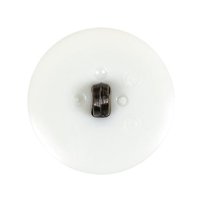 Italian White and Antique Bronze Plus Sign Plastic Shank Back Button - 44L/28mm Detail