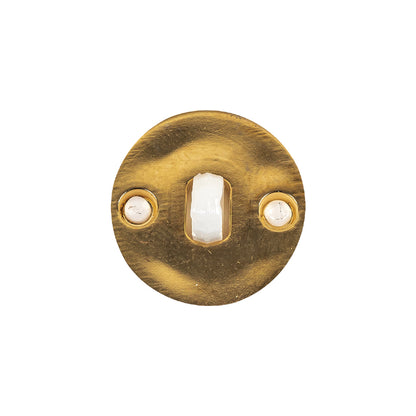 Italian Gold and White Dual Striped Plastic Shank Back Button - 32L/20mm Detail
