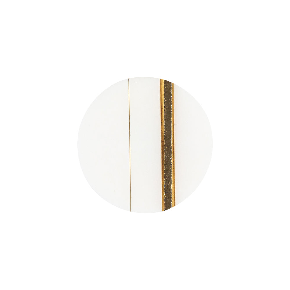 Italian Gold and White Dual Striped Plastic Shank Back Button - 32L/20mm