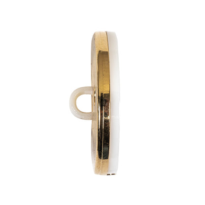 Italian Gold and White Dual Striped Plastic Shank Back Button - 44L/28mm Folded