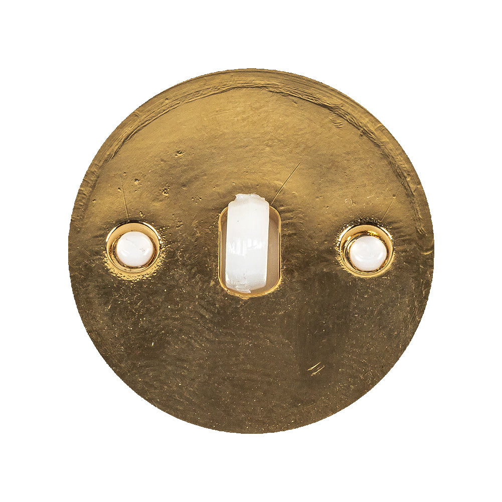 Italian Gold and White Dual Striped Plastic Shank Back Button - 44L/28mm Detail