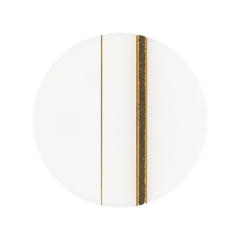Italian Gold and White Dual Striped Plastic Shank Back Button - 44L/28mm