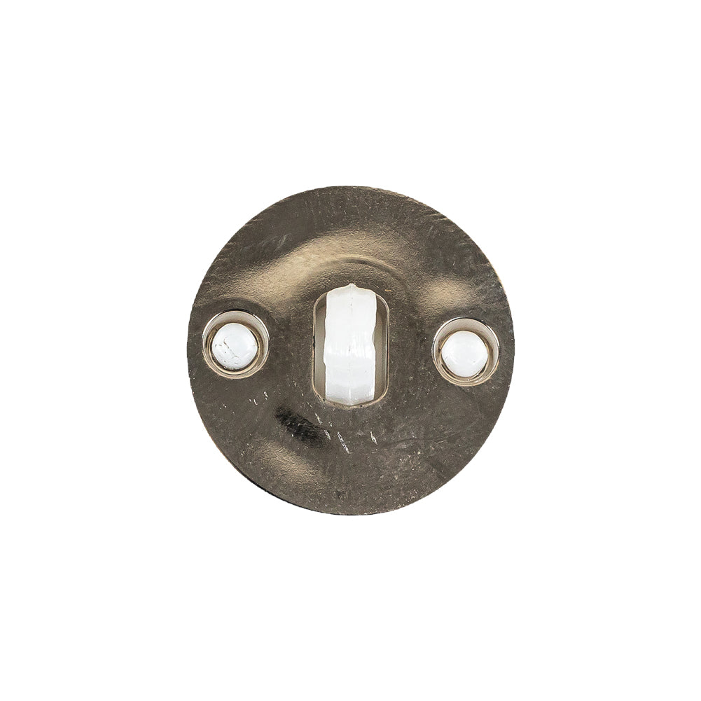Italian Silver and White Dual Striped Plastic Shank Back Button - 32L/20mm Detail