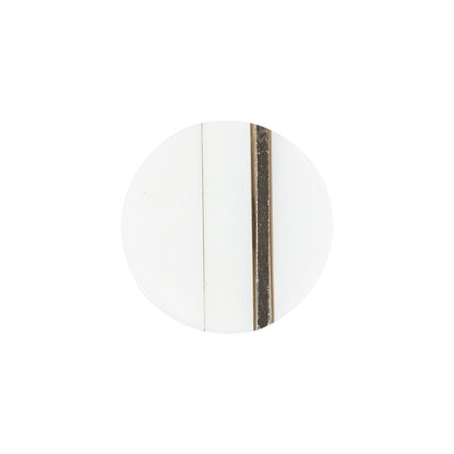 Italian Silver and White Dual Striped Plastic Shank Back Button - 32L/20mm