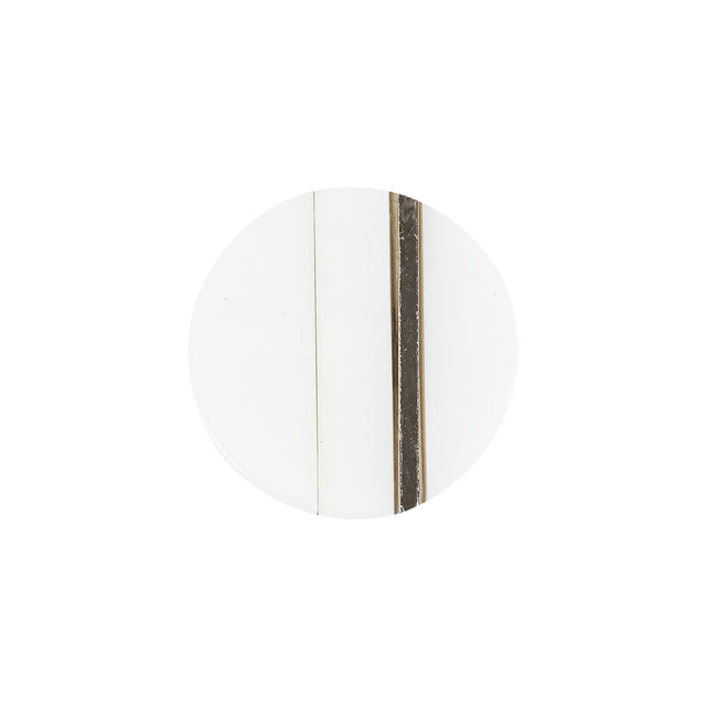 Italian Silver and White Dual Striped Plastic Shank Back Button - 32L/20mm