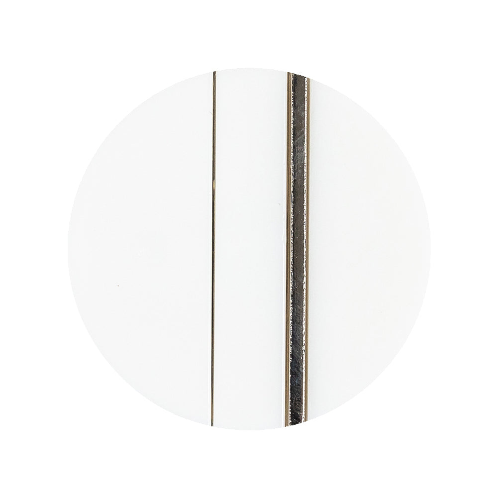 Italian Silver and White Dual Striped Plastic Shank Back Button - 44L/28mm