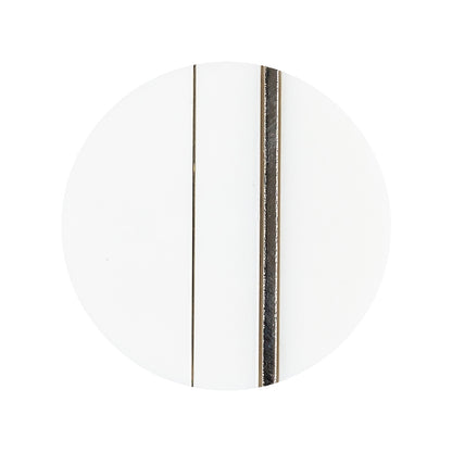 Italian Silver and White Dual Striped Plastic Shank Back Button - 44L/28mm