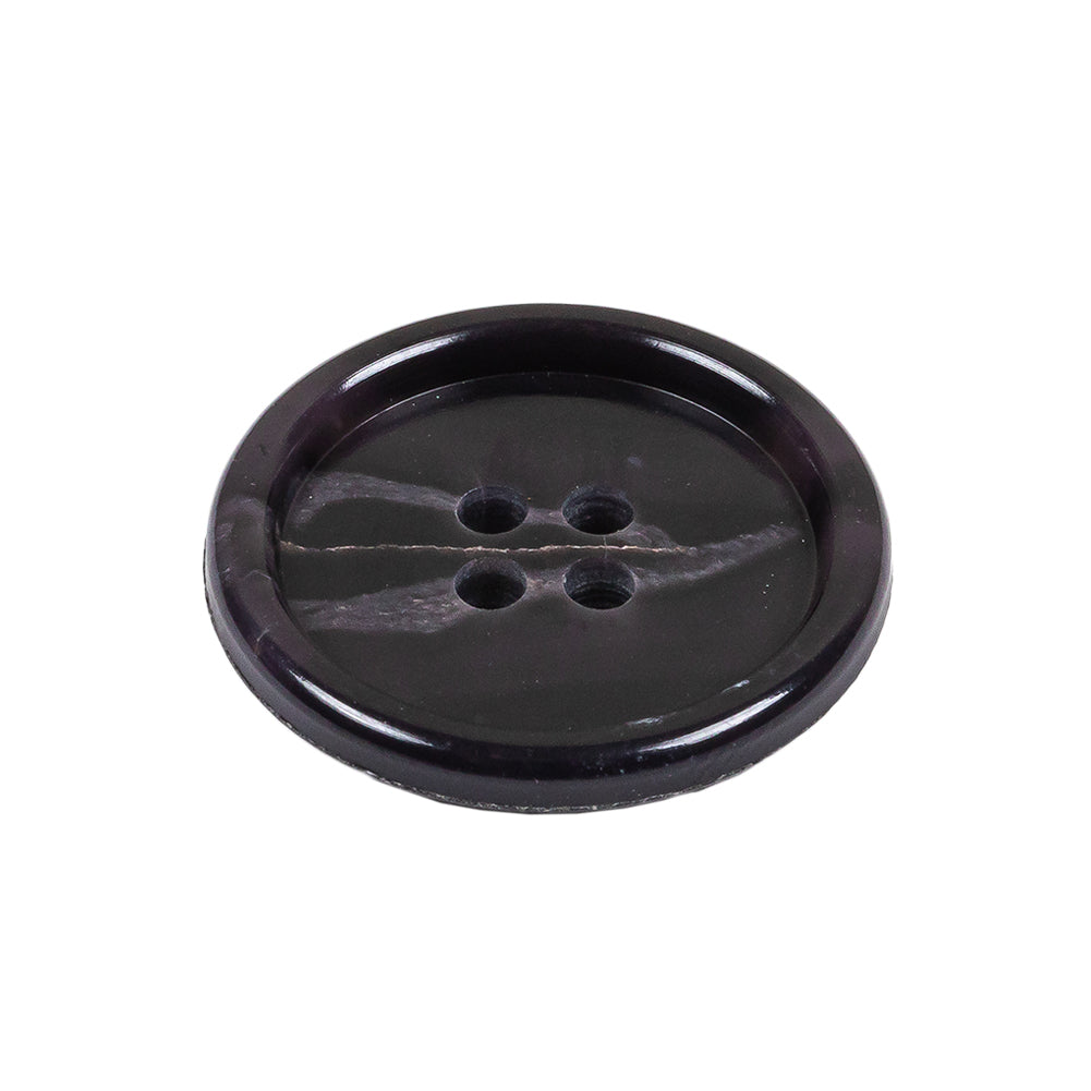 Deep Violet Marbled Rolled Rim 4-Hole Plastic Button - 40L/25.5mm Folded