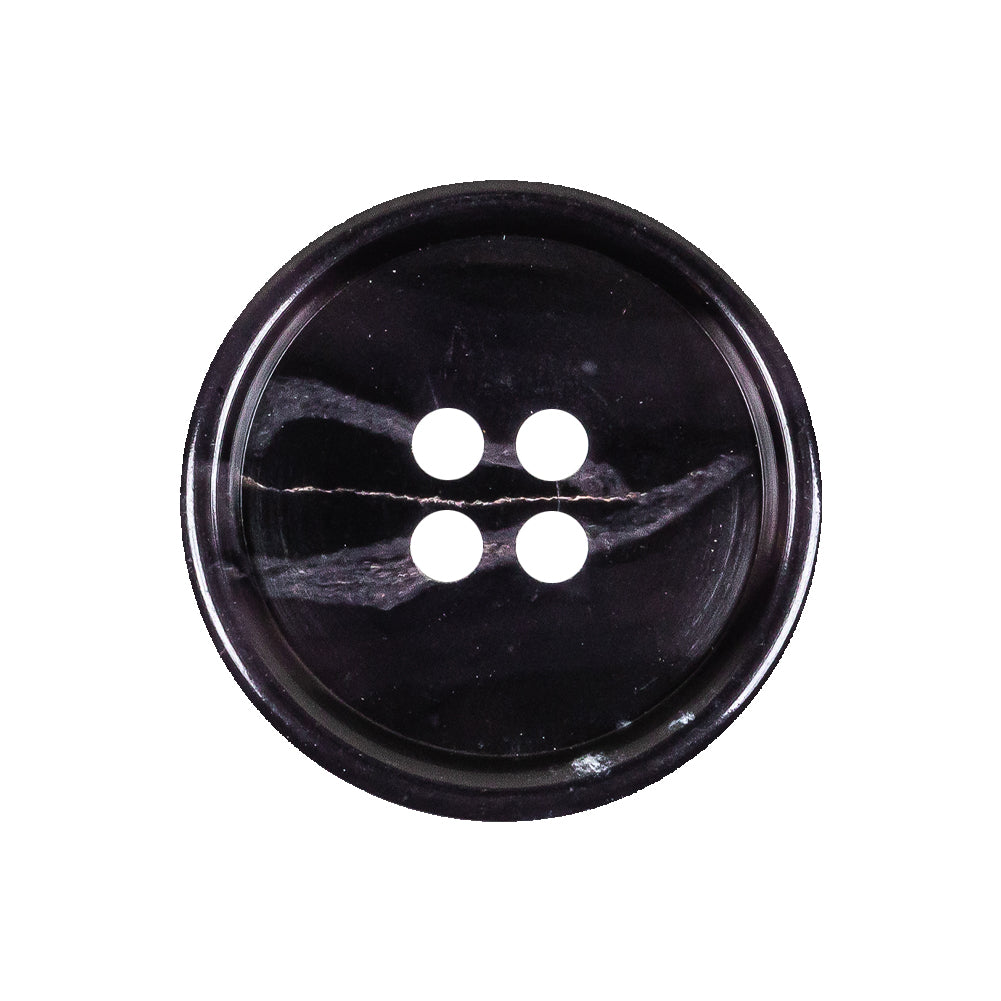 Deep Violet Marbled Rolled Rim 4-Hole Plastic Button - 40L/25.5mm