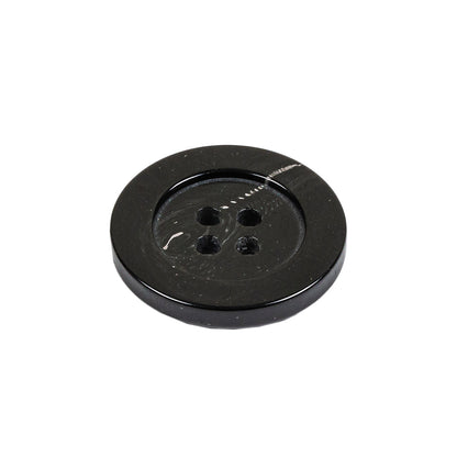 Italian Shiny Black 4-Hole Plastic Button - 36L/23mm Folded