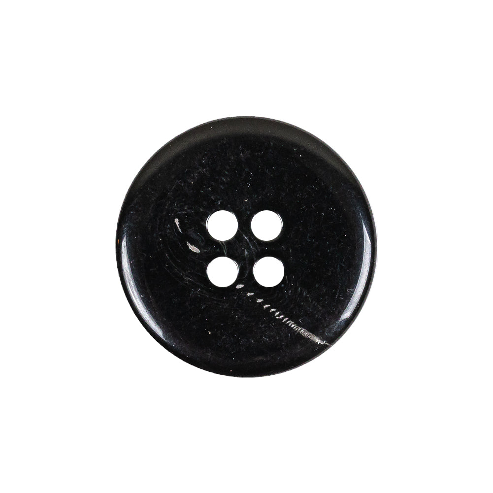 Italian Shiny Black 4-Hole Plastic Button - 36L/23mm Detail