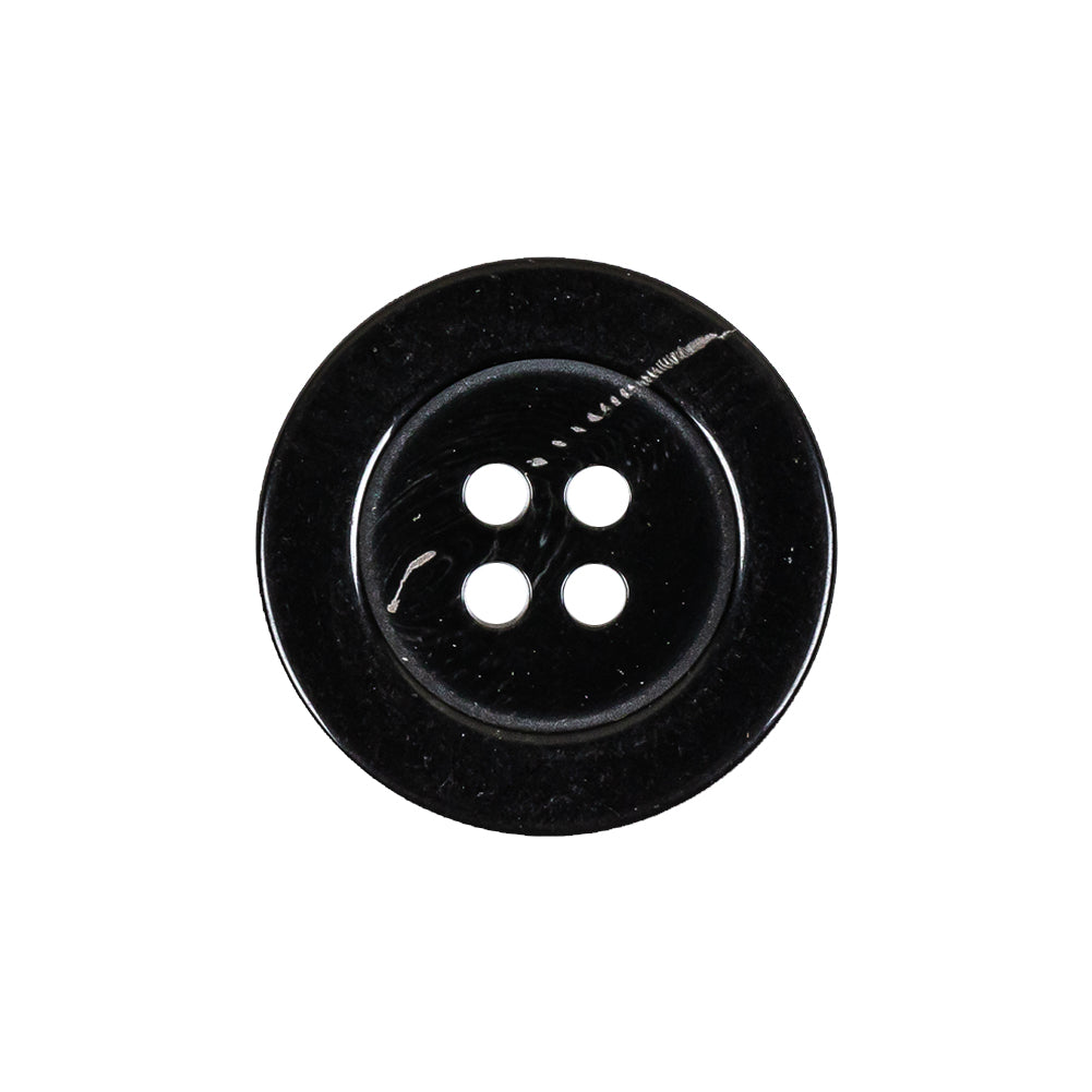 Italian Shiny Black 4-Hole Plastic Button - 36L/23mm