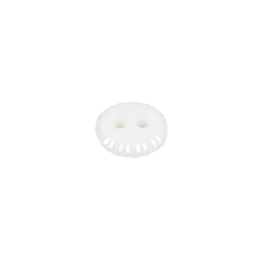 White Sawtooth Rim Plastic 2-Hole Button - 18L/11.5mm Folded