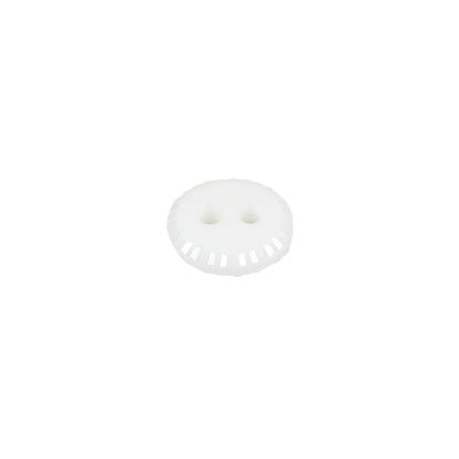 White Sawtooth Rim Plastic 2-Hole Button - 18L/11.5mm Folded