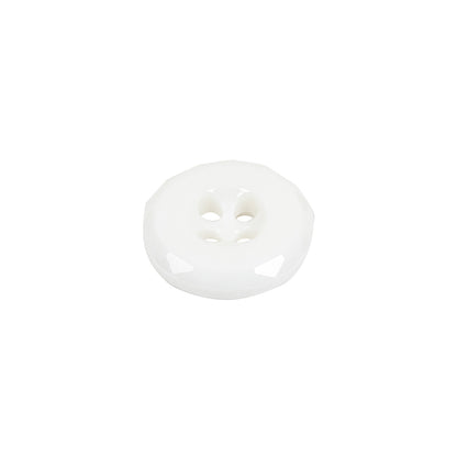 Italian White Faceted 4-Hole Nylon Button - 24L/15mm Folded