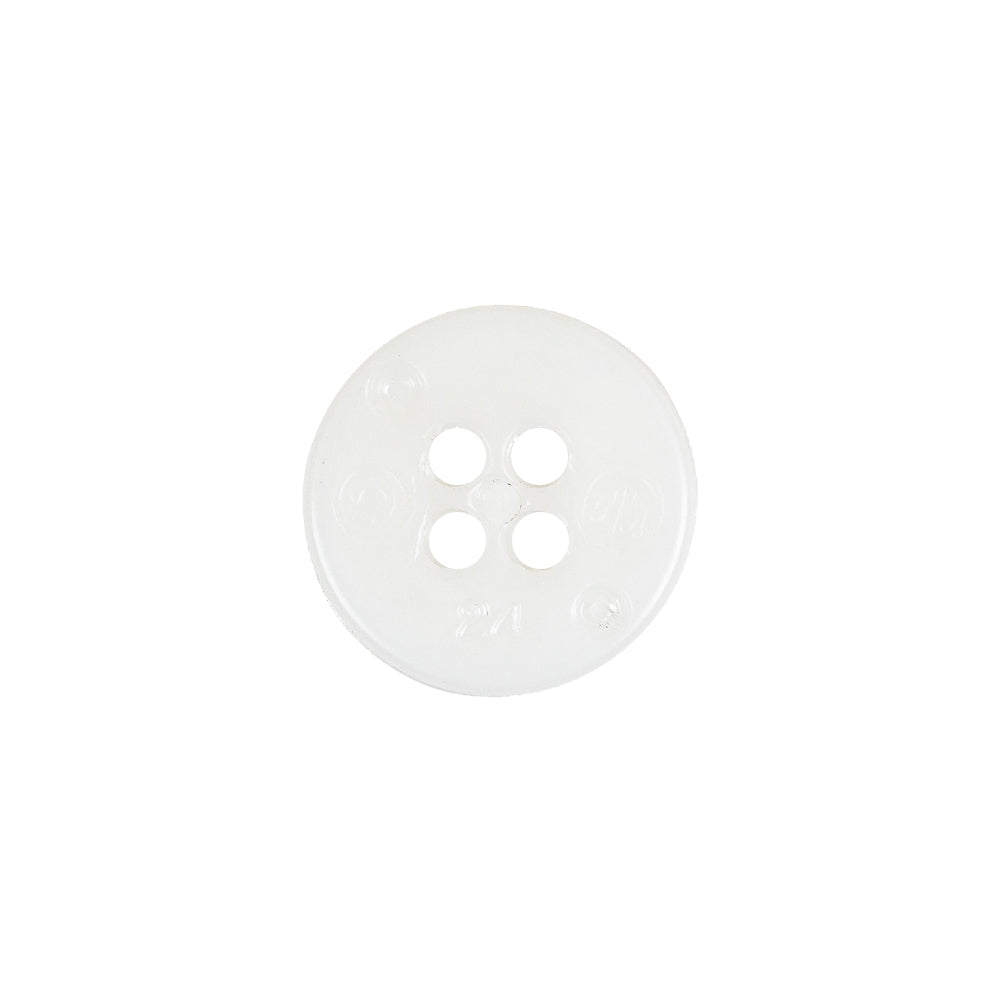 Italian White Faceted 4-Hole Nylon Button - 24L/15mm Detail
