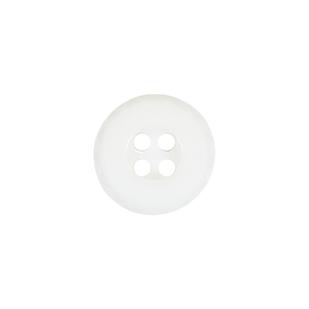 Italian White Faceted 4-Hole Nylon Button - 24L/15mm