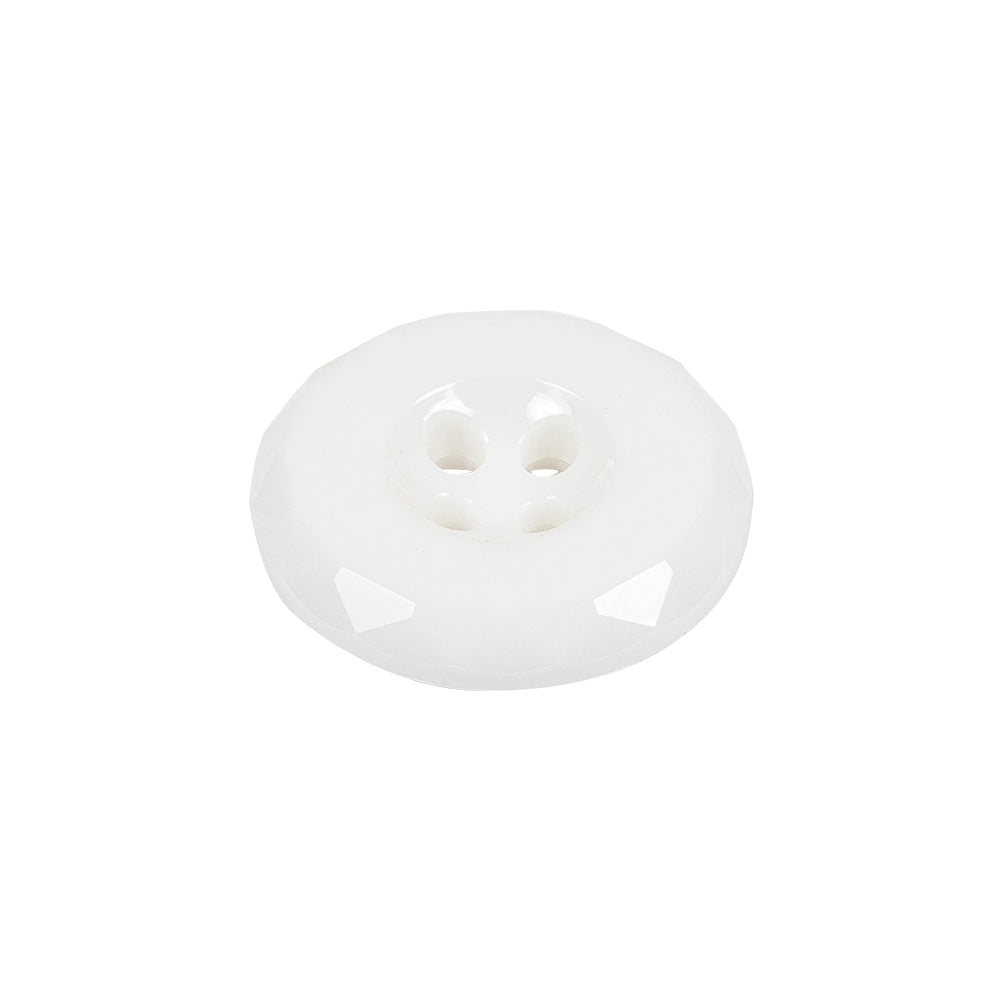 Italian White Faceted 4-Hole Nylon Button - 33L/21mm Folded