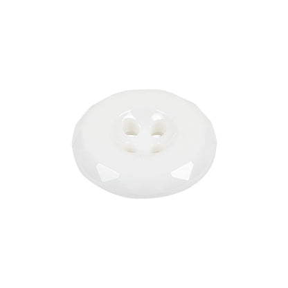 Italian White Faceted 4-Hole Nylon Button - 33L/21mm Folded