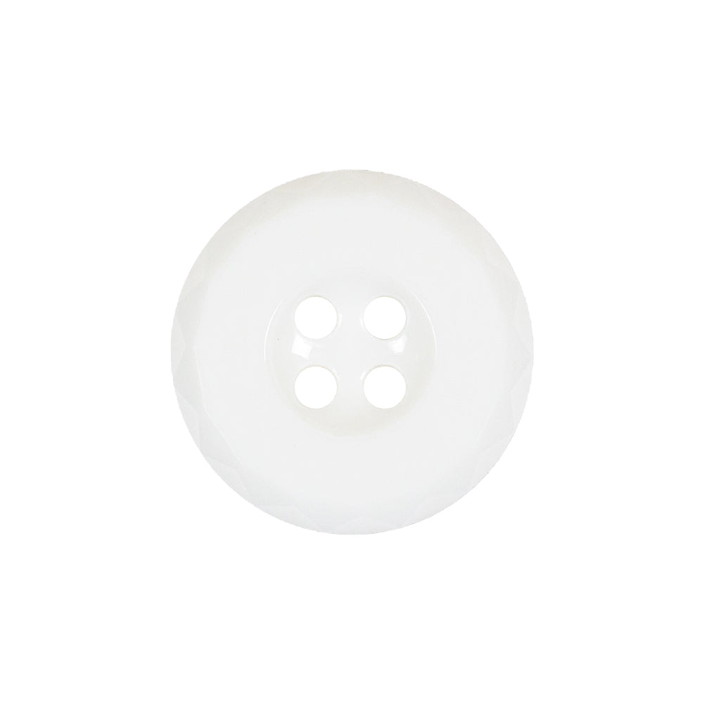 Italian White Faceted 4-Hole Nylon Button - 33L/21mm