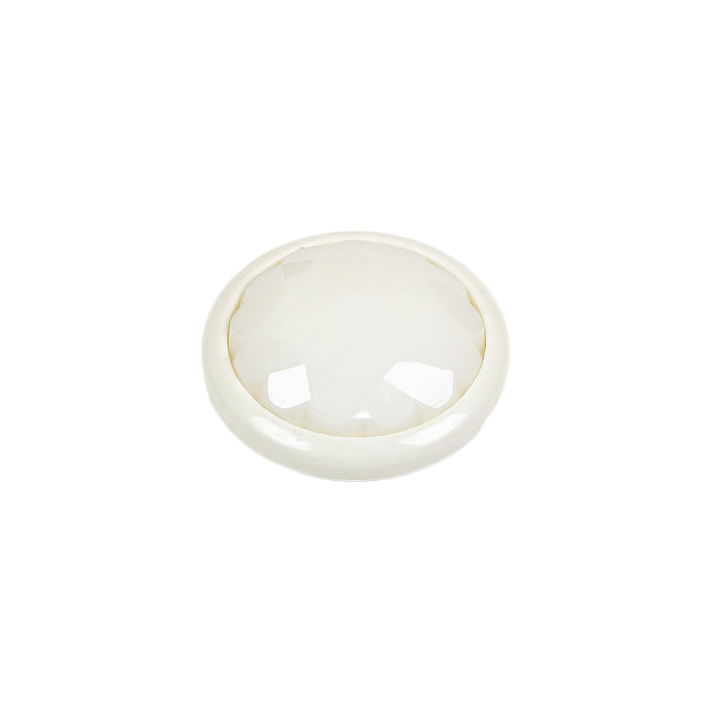 Italian White Faceted Dome Self Back Plastic Button - 30L/19mm Folded