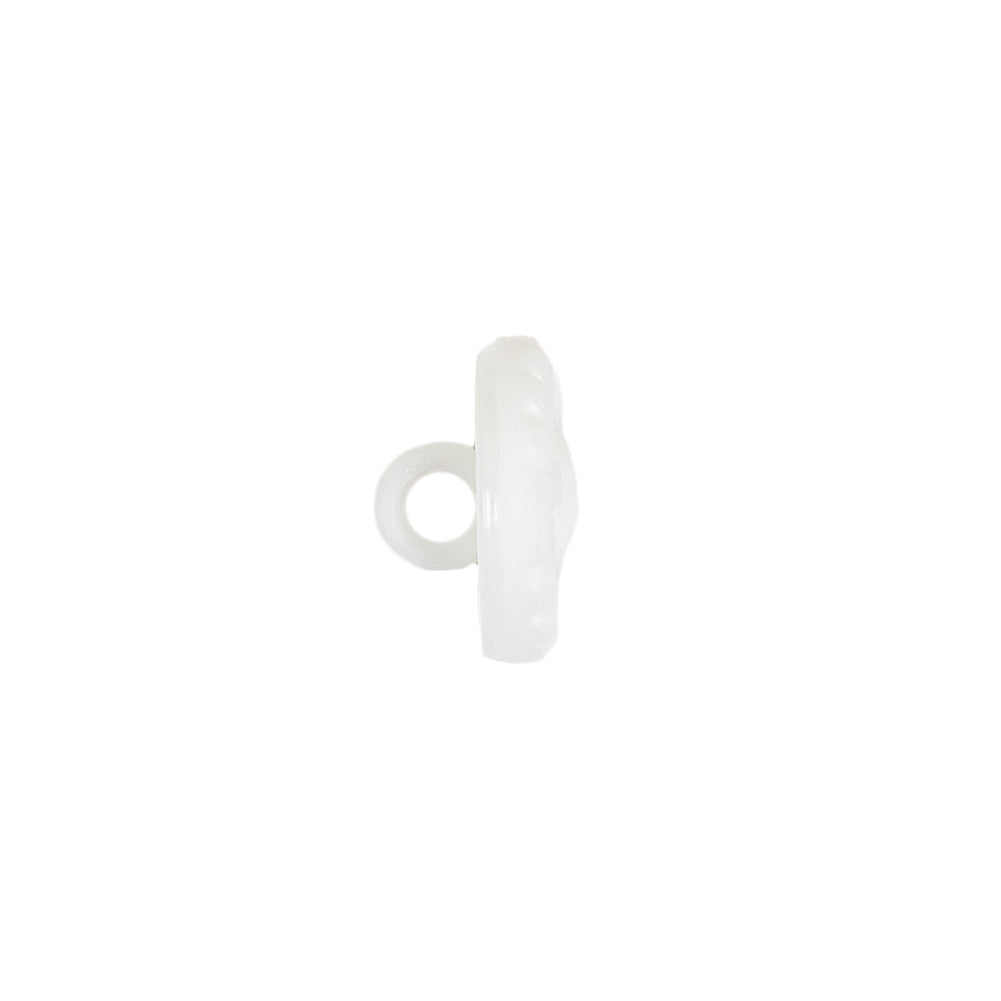 Italian White Faceted Center Floral Molded Shank Back Plastic Button - 20L/12.5mm Folded