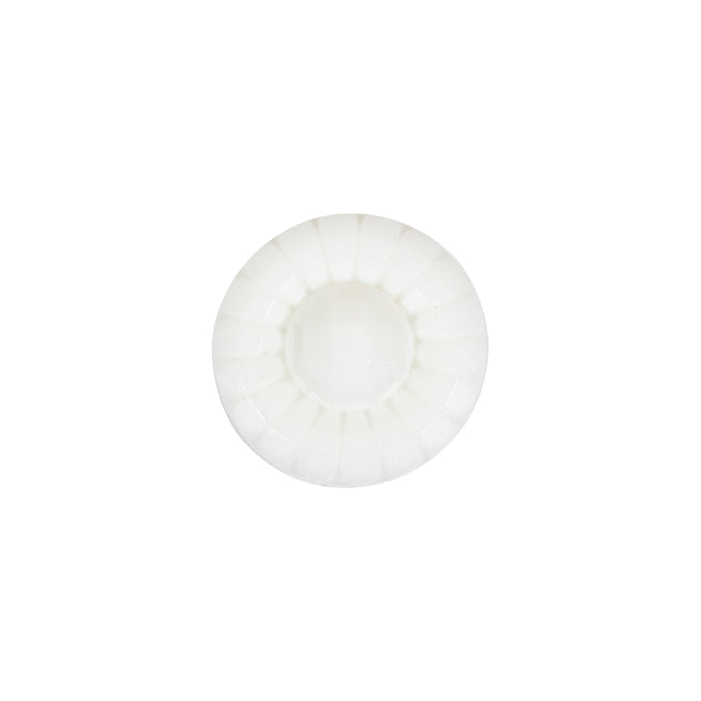 Italian White Faceted Center Floral Molded Shank Back Plastic Button - 24L/15mm