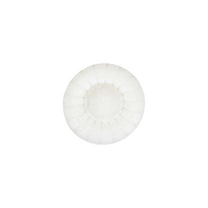 Italian White Faceted Center Floral Molded Shank Back Plastic Button - 24L/15mm