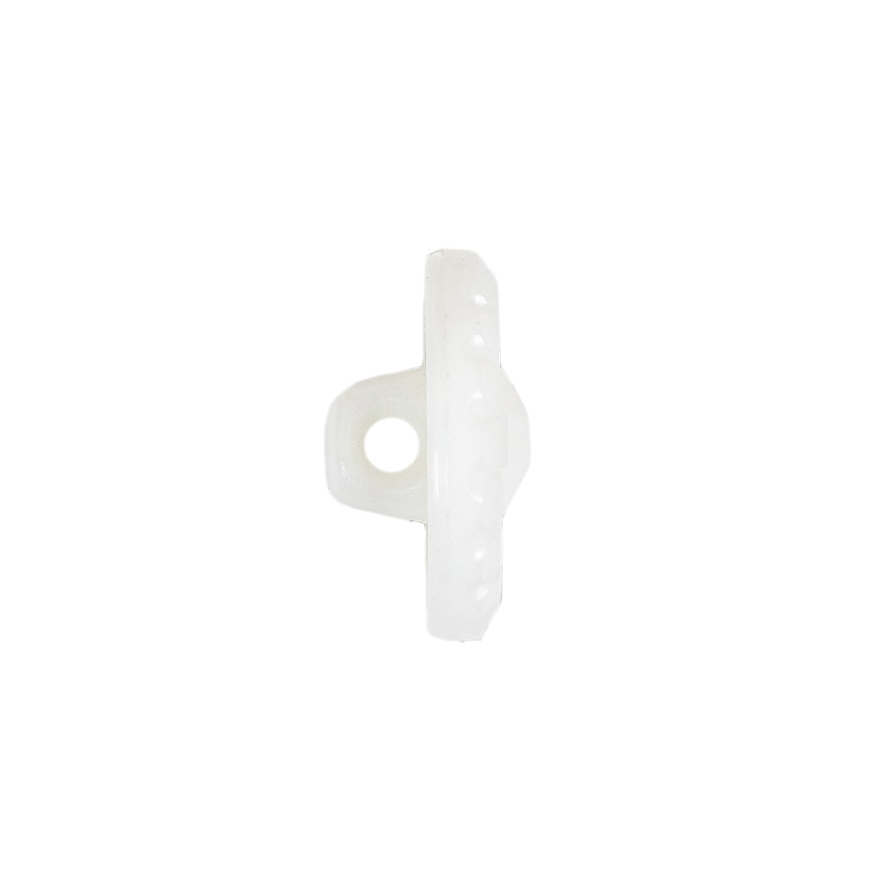 Italian White Faceted Center Floral Molded Shank Back Plastic Button - 30L/19mm Folded