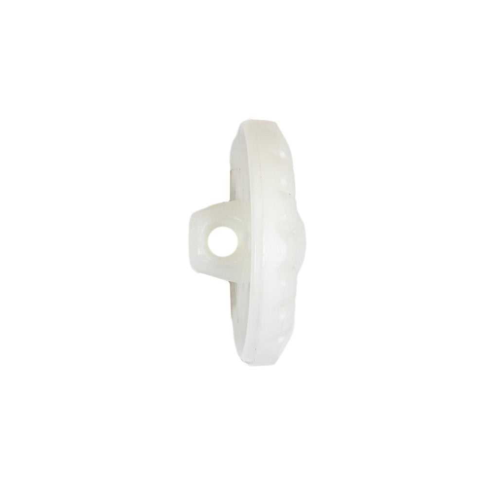 Italian White Faceted Center Floral Molded Shank Back Plastic Button - 36L/23mm Folded