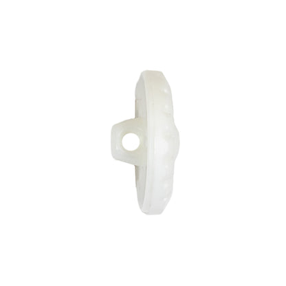 Italian White Faceted Center Floral Molded Shank Back Plastic Button - 36L/23mm Folded