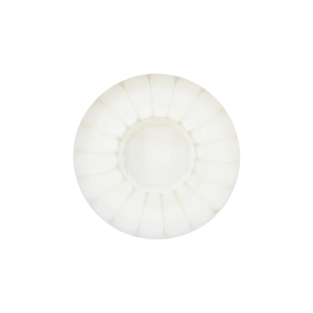 Italian White Faceted Center Floral Molded Shank Back Plastic Button - 36L/23mm