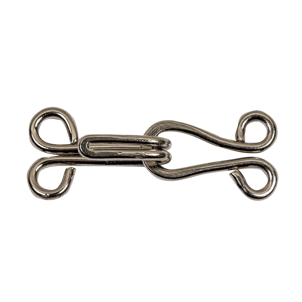 Nickel Metal Hook and Eye Closure - 0.625" X 1.5"