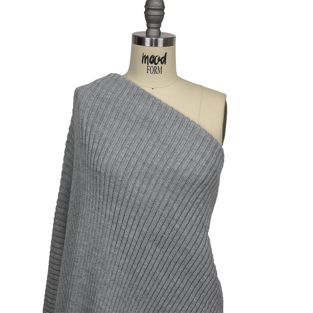 2x2 Ribbed Chunky Sweater Knit - Silver Gray - Alta Collection - Drape
