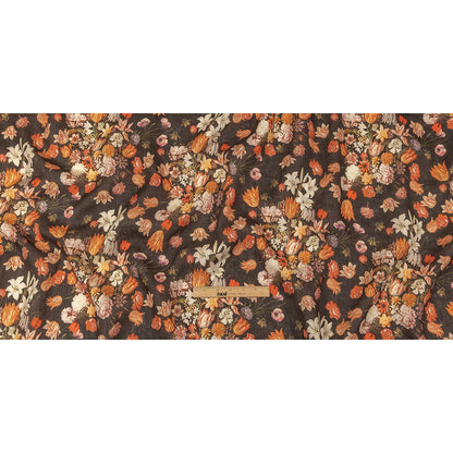 Red, Orange and Dark Brown Bouquets Lightweight Linen Woven Full