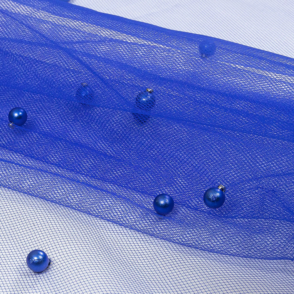 Beaded Tulle - Cobalt - Sylvie Collection - Folded