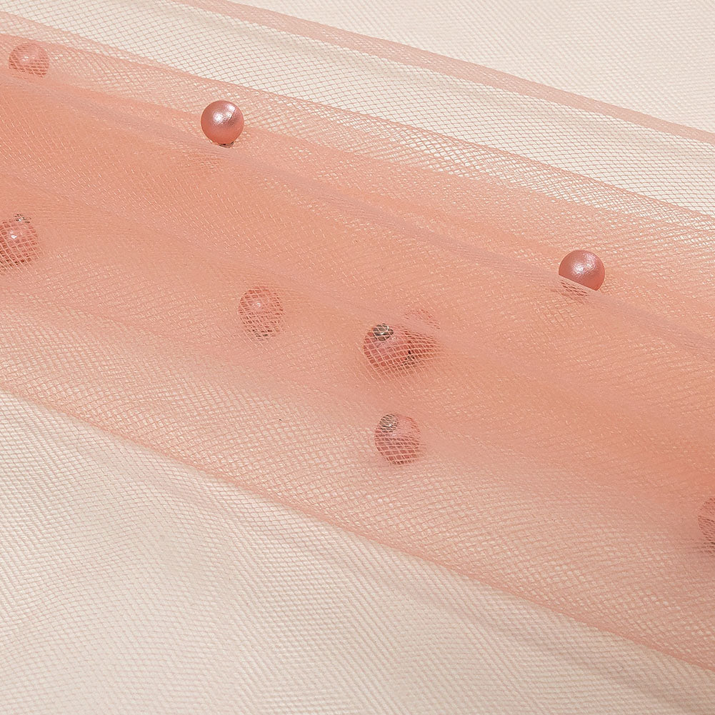 Beaded Tulle - Coral Haze - Sylvie Collection