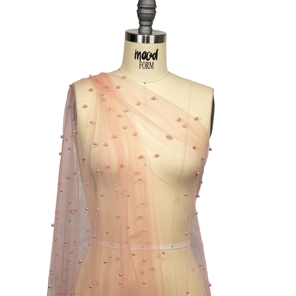 Beaded Tulle - Coral Haze - Sylvie Collection
