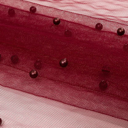 Beaded Tulle - Burgundy - Sylvie Collection