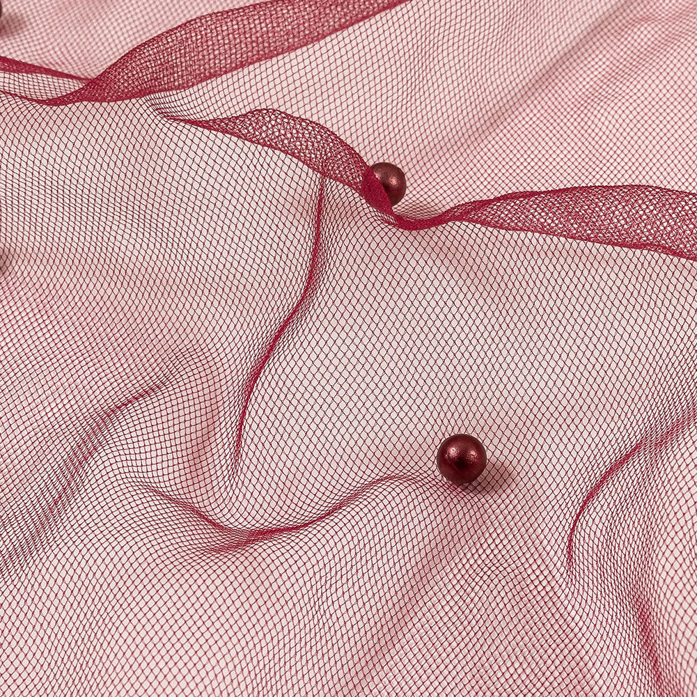 Beaded Tulle - Burgundy - Sylvie Collection