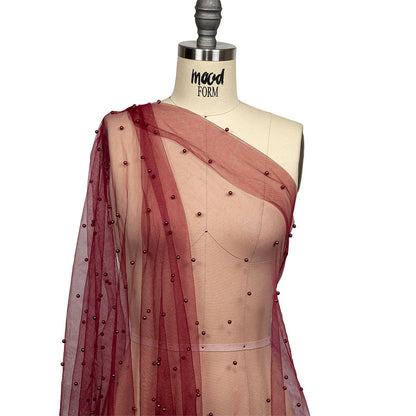 Beaded Tulle - Burgundy - Sylvie Collection